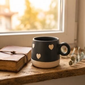 Black Mug With Round Handle