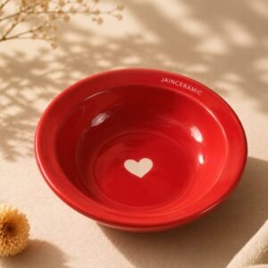 Heart Pasta Plate Red