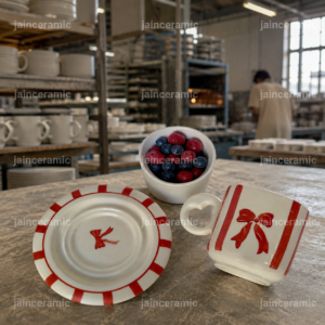 Bow tie cup saucer (red)