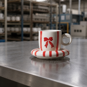 Bow tie cup saucer (red)