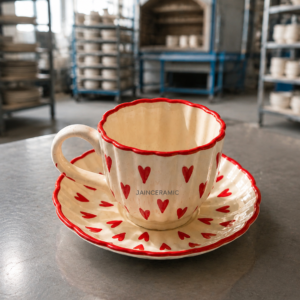 Cup Saucer Red Heart