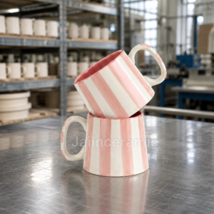 PinknWhite Striped Mug
