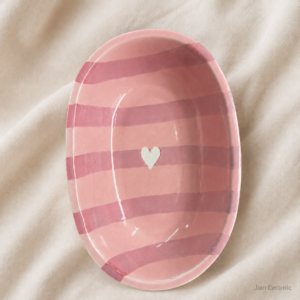 Oval Plate - Pink Striped