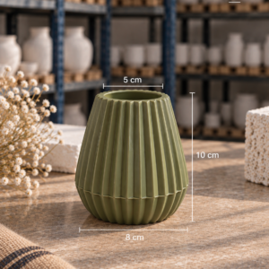 Ribbed Bulb Vase Olive