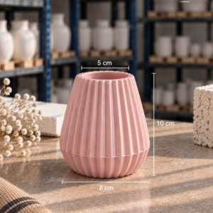 Ribbed Bulb Vase Pink