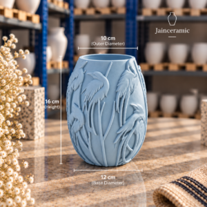 Swan Embossed Planter Blue